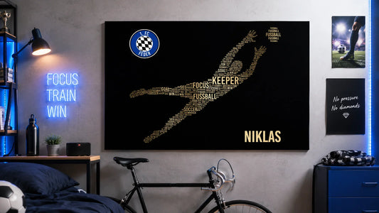 Personalisierte Leinwand mit Namen - Deinsportmoment als Wandbild