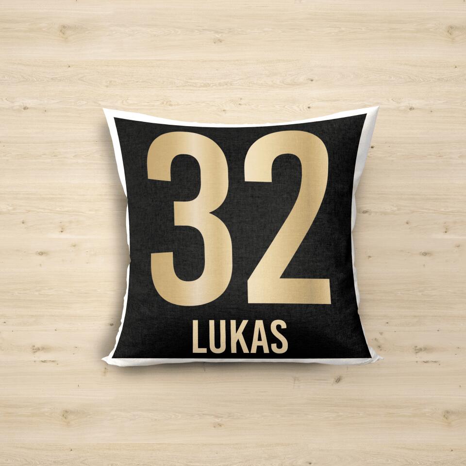 Golden Jersey Number Pillow