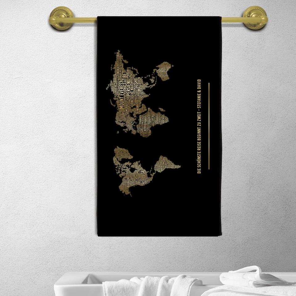 Golden World Map Handtuch