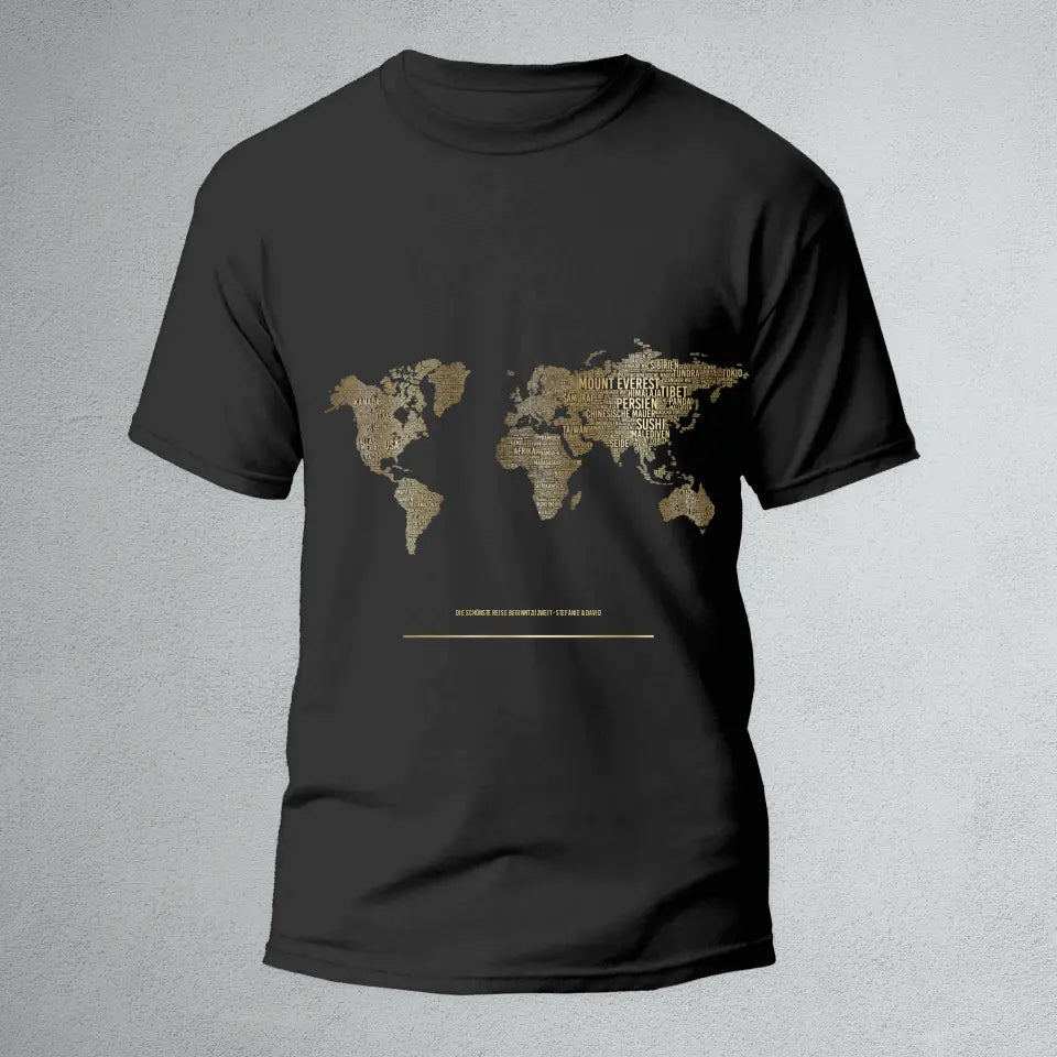 Golden World Map T-Shirt