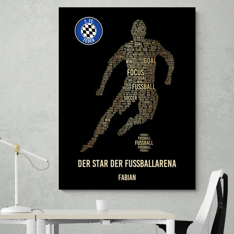 Leinwand "Golden Player Star der Fußballarena"