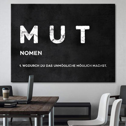 Definition Mut Angst überwinden Leinwand Erfolg
