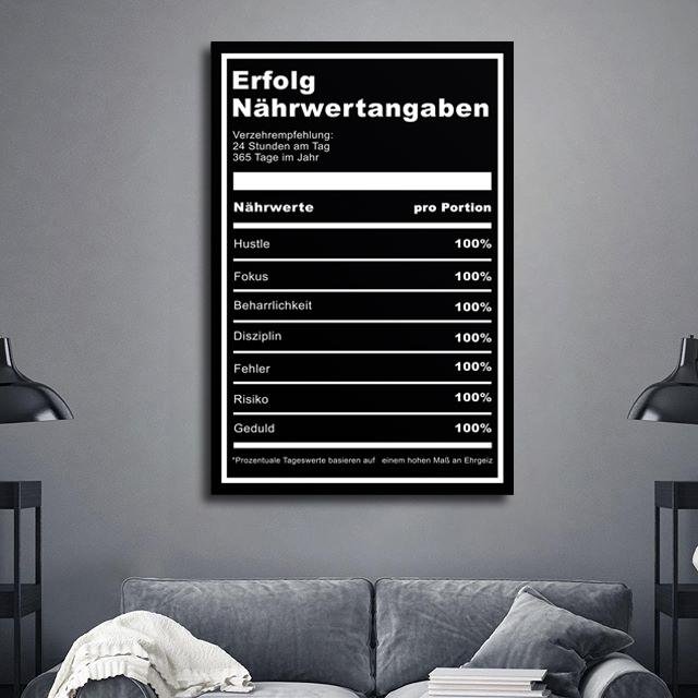 Erfolg Nährwertangaben Motivationsbild Büro Young Hustle