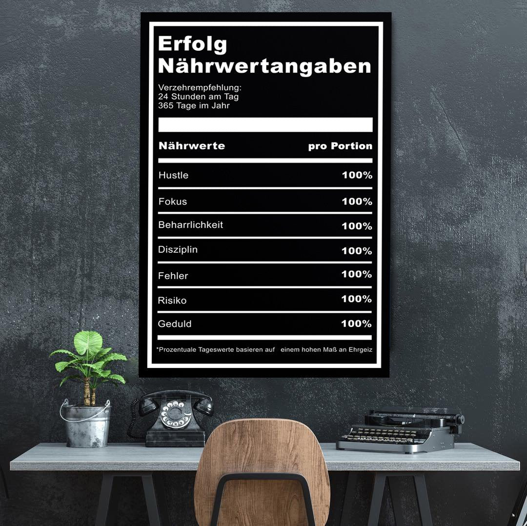 Leinwand Erfolg Young Hustle Erfolg Nährwerte