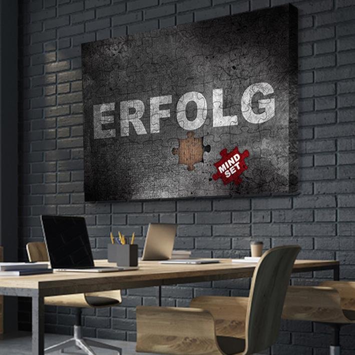 Motivationsbild Büro Young Hustle Erfolg Leinwand