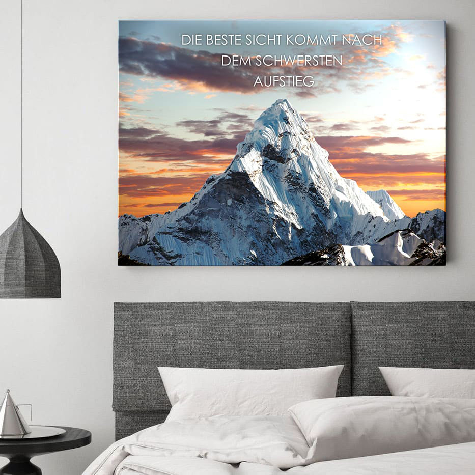 Motivation Erfolg Die beste Aussicht kommt nach dem härtesten Aufstieg Leinwandbild